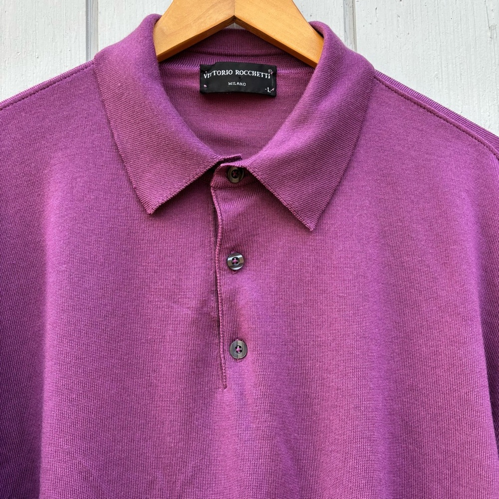 VITTORIO ROCCHETTI—Milano—Purple Polo Pullover—Men’s M—75% Wool—Made in USA—VG+